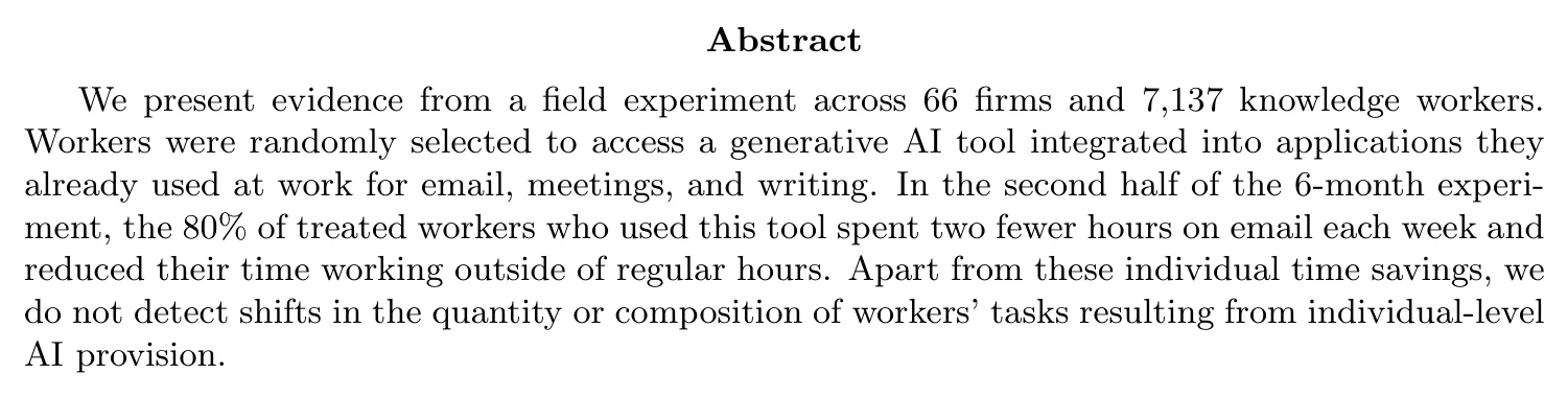 Complete abstract from Shifting Work Patterns with Generative AI.